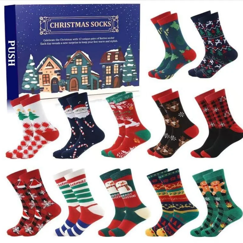 In Stock Advent Calendar Christmas Calendar Countdown 12 Days Holiday Favor Cute Cartoon Stockings For Christmas Gathering