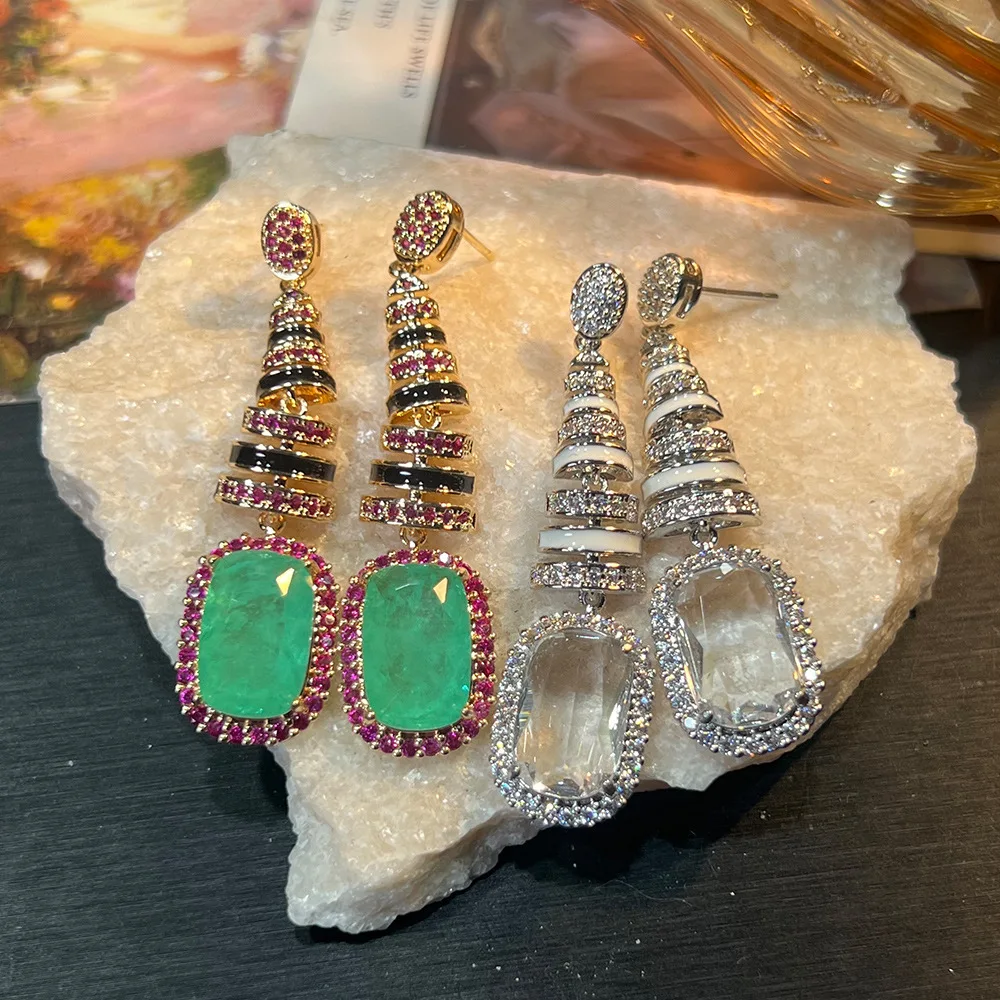 

Высококачественные серьги с цирконом в форме ледяного цветка, нишевые испанские дизайнерские роскошные ослепительные аксессуары, женские банкетные аксессуары