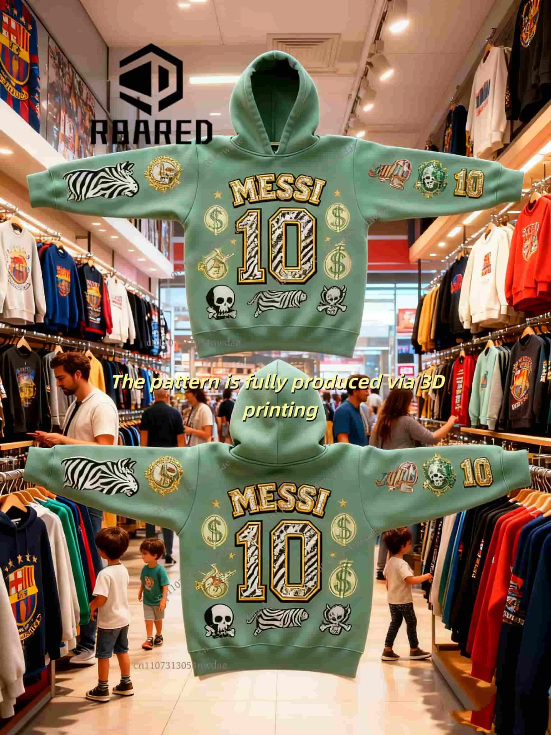 

MESSI No.10 Men's Street Hip-Hop 3D Printed Abstract Pattern Hoodie - Autumn Winter Crew Neck Long Sleeve, Fit for Daily Wear