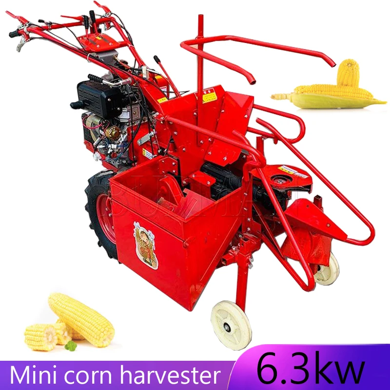 Diesel Engine Newest Small Household Harvesting Single Row Ridge Straw Farming Walking Tractor Corn Harvester