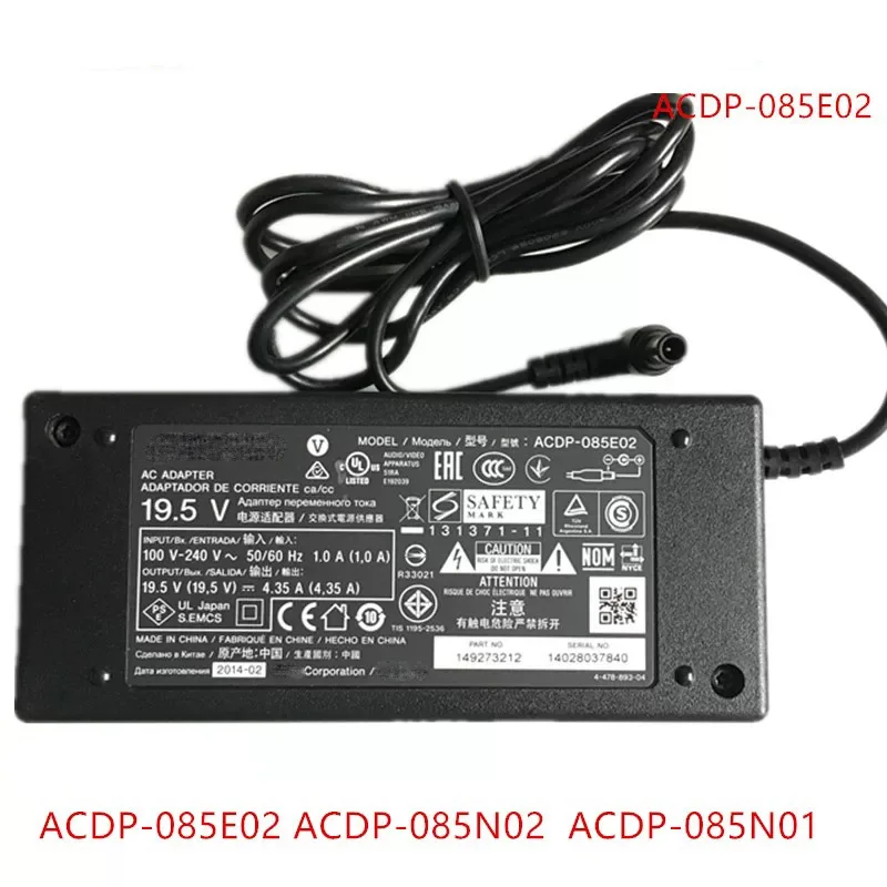 Adaptador de Corriente de 19.5V 4.35A 85W ACDP-085E02 ACDP-085N02 ACDP-003 para Televisor LCD Sony Bravia KDL-48R480B, Fuente de Alimentación