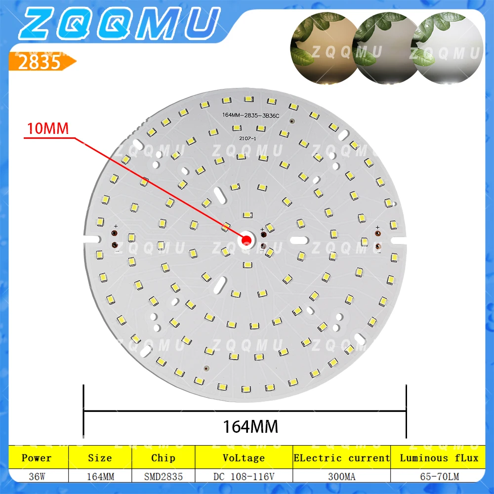 2PCS Round LED Module SMD2835 18W 24W 36W AC LED Light Board Panel Ceiling Lamp Surface Mount Chip for Home Bedroom Lighting