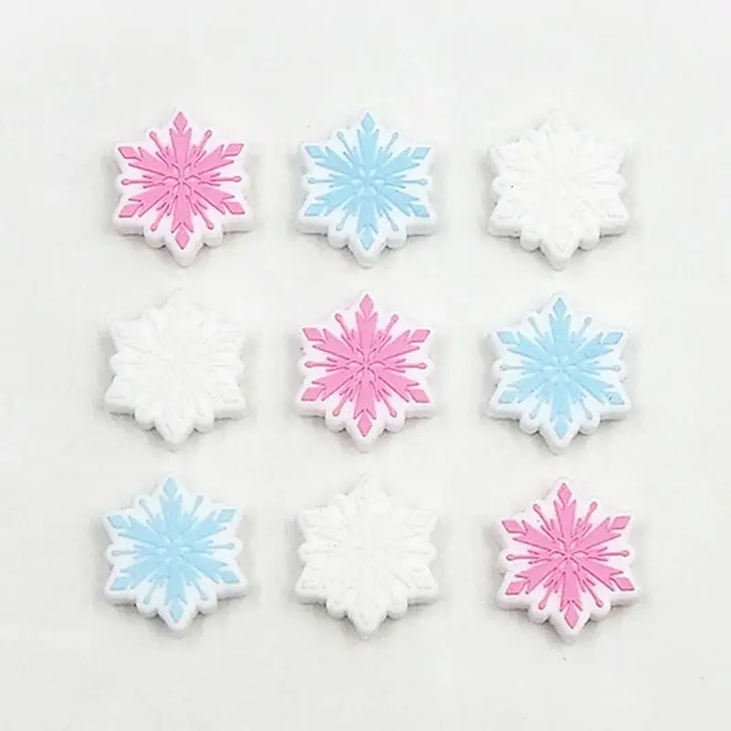 Chenkai 10PCS Snowflake Silicone Focal Beads For Beadable Pen Silicone Charms for Pen Keychain Making DIY Silicone Characters