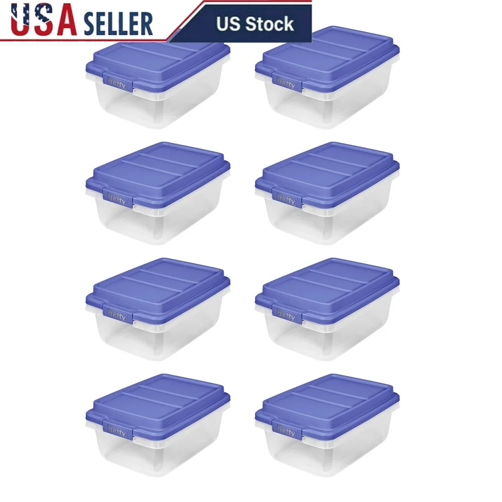 

18 Qt Clear Plastic Storage Bins with Hi-Rise Lids 8 Pack Durable Stackable Containers Home Garage Organization