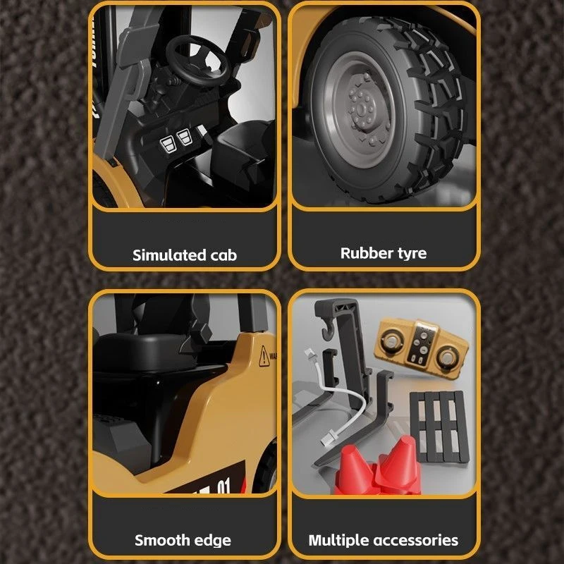 Mini Alloy Forklift Electric Engineering Model with Sound / 3-speed Variable Speed Outdoor Portable EDC Creative Gift Toy
