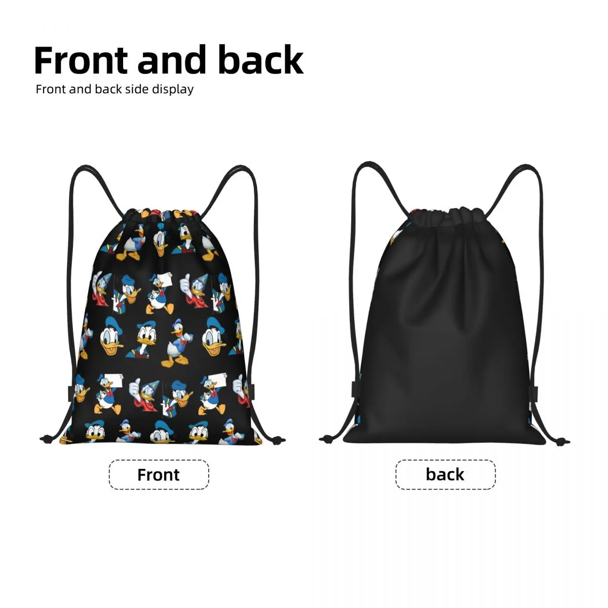 Custom Donald Duck Comics Drawstring Backpack Bags Women Men Lightweight Cartoon Gym Sports Sackpack Sacks for Shopping