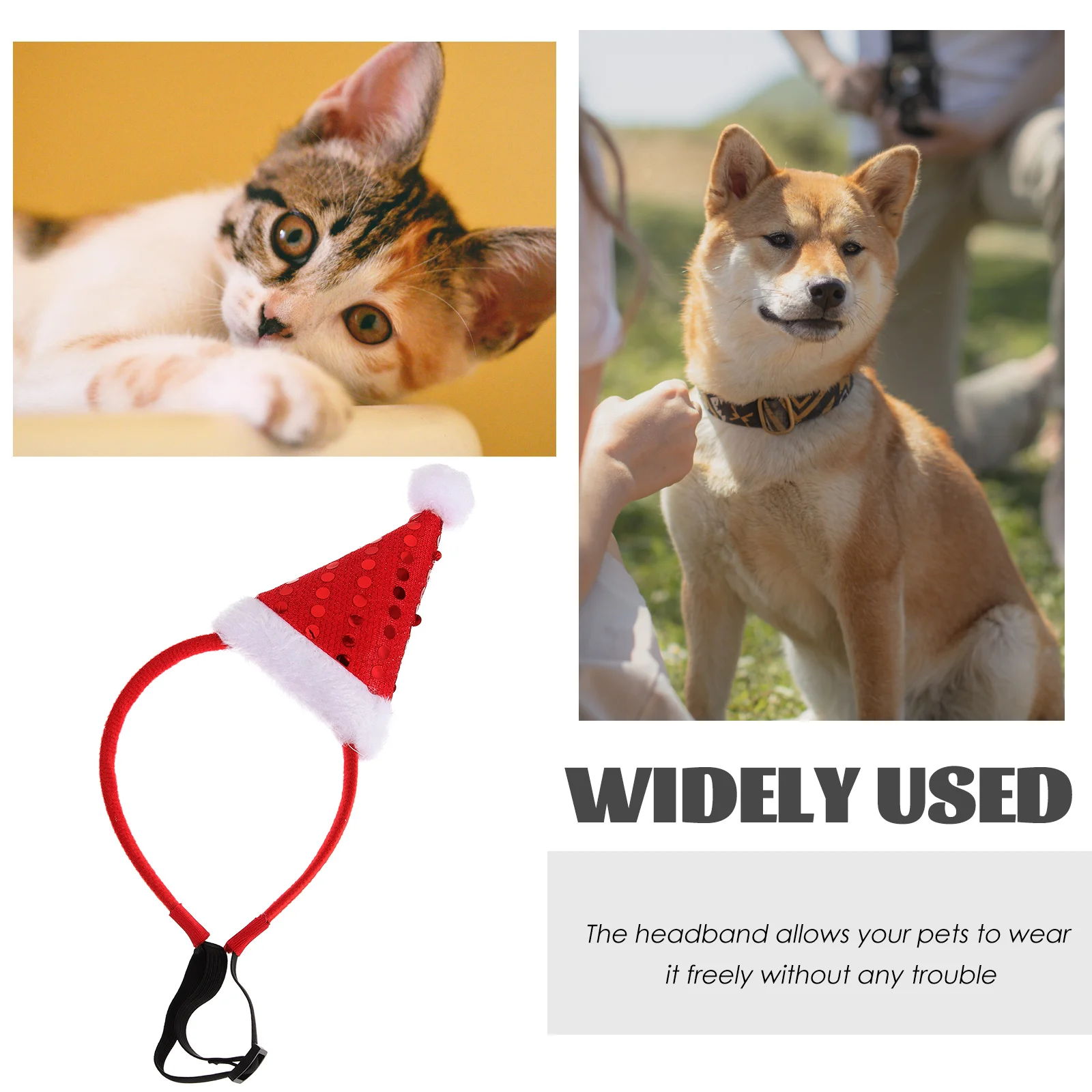 

Christmas Pet Headb Puppy Lightweight Red Hat Dog Headdress Costume Festival Accessories Safe Reusable Christmas Party Kitten
