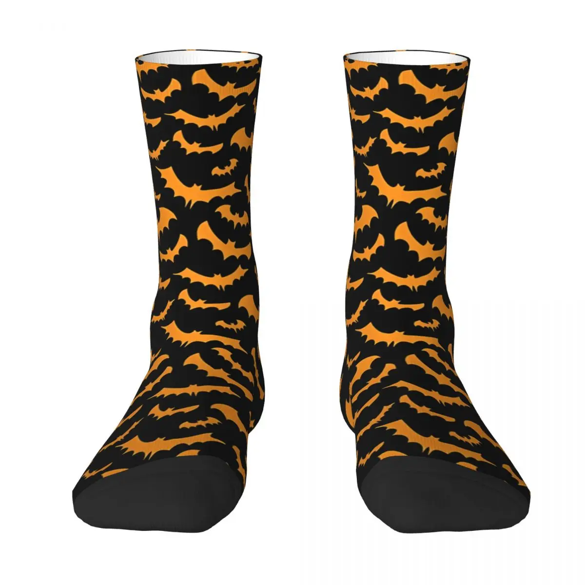 The Bats Animals Halloween Haunted Orange Bats On Black Men Women Socks Windproof Novelty Spring Summer Autumn Winter Stockings