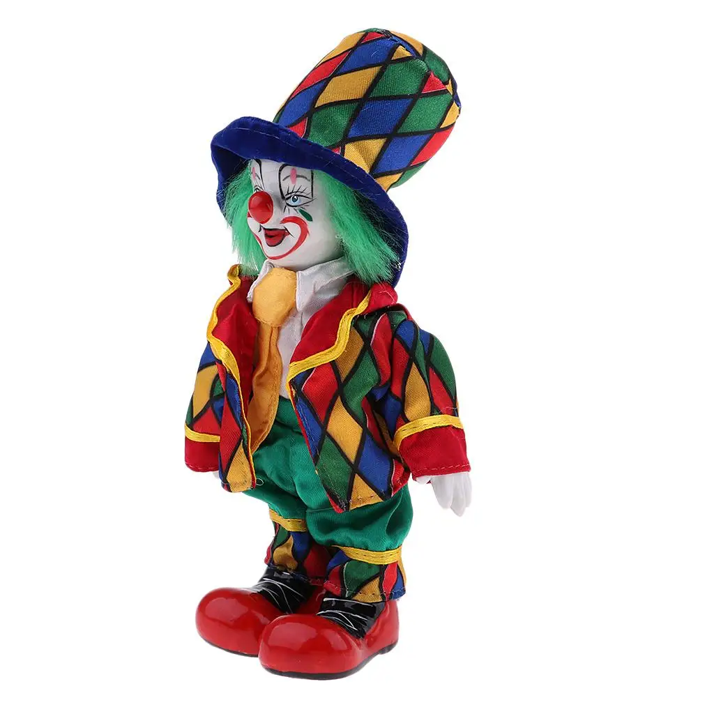 18cm Porcelain Clown Dolls Collectible Toy Realistic Clown Figure Doll for Adults Halloween Decoration