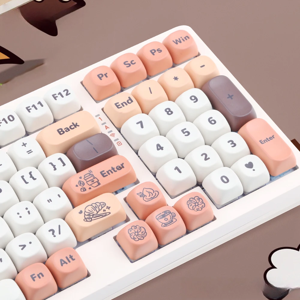 NEW134 คีย์น่ารัก Keycaps PBT Keycaps MOA Keycaps แป้นพิมพ์ที่กําหนดเอง Keycaps สําหรับ Cherry Gateron MX Switches คีย์บอร์ดเครื่องกล