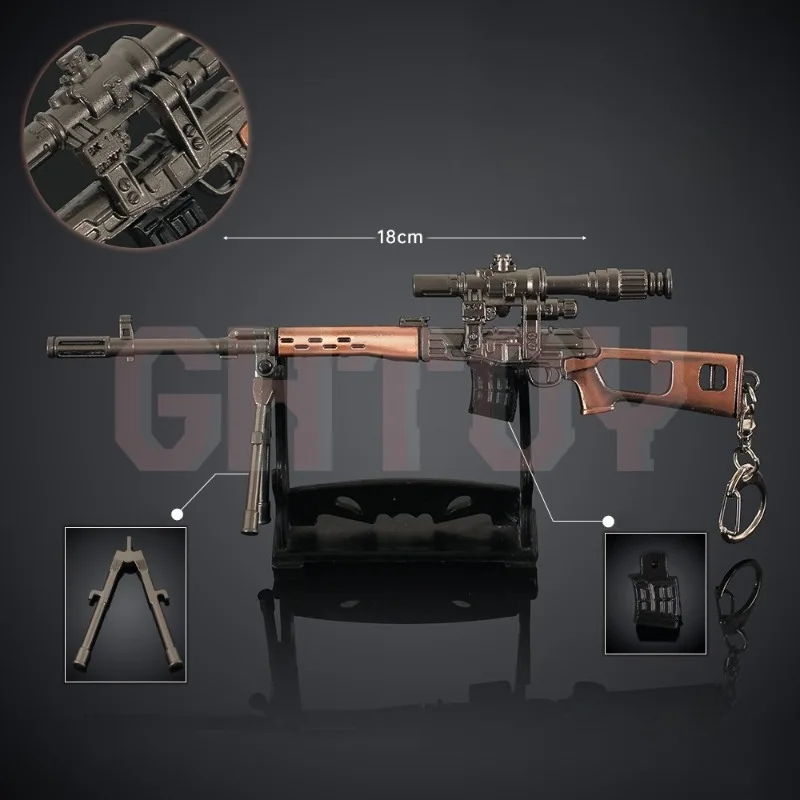Game for Peace Anime Peripherals Svd Model Alloy Crafts Weapons Ornament Compact Assault Rifle Toy Gun Birthday Gift for Boys