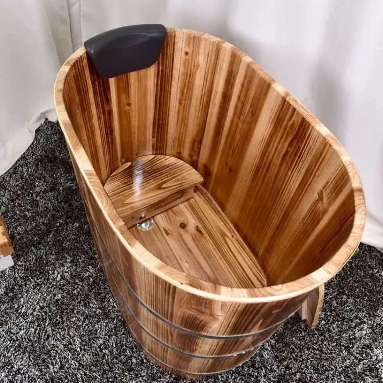 Yjq heightening does not occupy a single adult bath wooden bucket bath bath bucket household