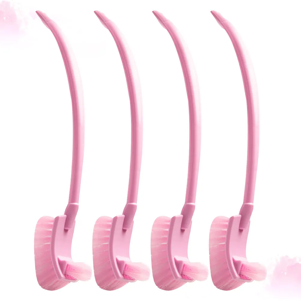 

4Pcs Cleaning Brush Dense Bristles Plastic Handle Hanging Slot Home Bathroom Toilet Supplies Wc Cleaning Tool Pink