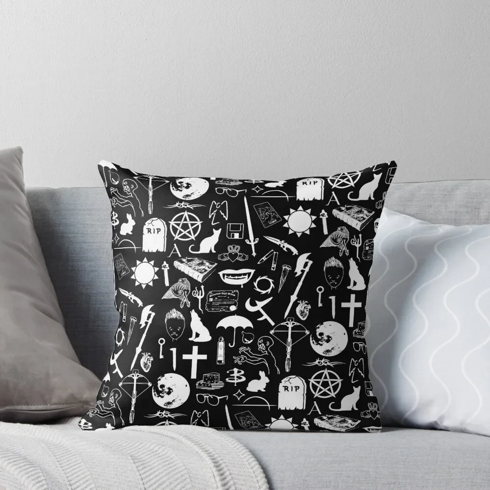 Buffy Symbology, White Throw Pillow Cushions For Sofa Cushion Cover Set pillow