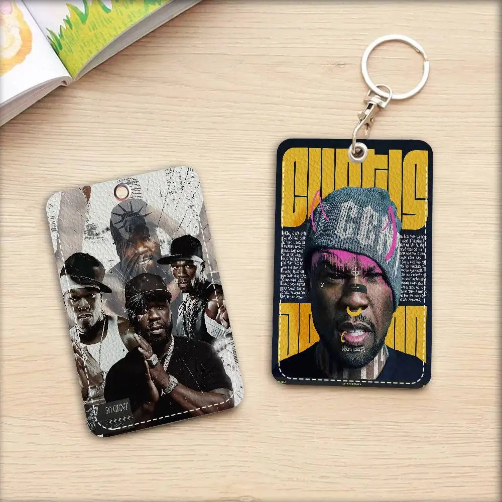 50 Cent American Hit Pop Hip Hop Bank Card,Subway, Bus Card Holder Keychain Key Ring Door Access Tags ID Card Case Keychain