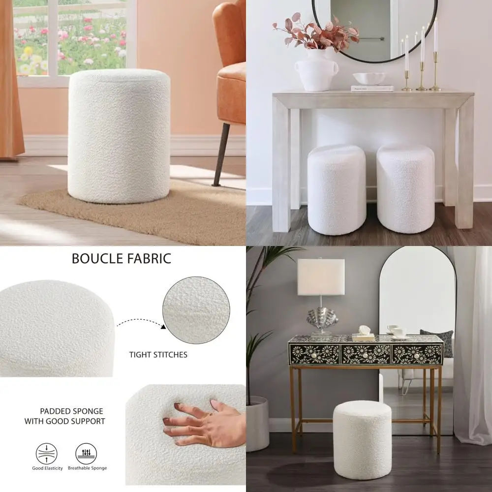

Современный круглый мягкий пуфик с мягким сиденьем, универсальный туалетный столик для макияжа и подставка для ног
