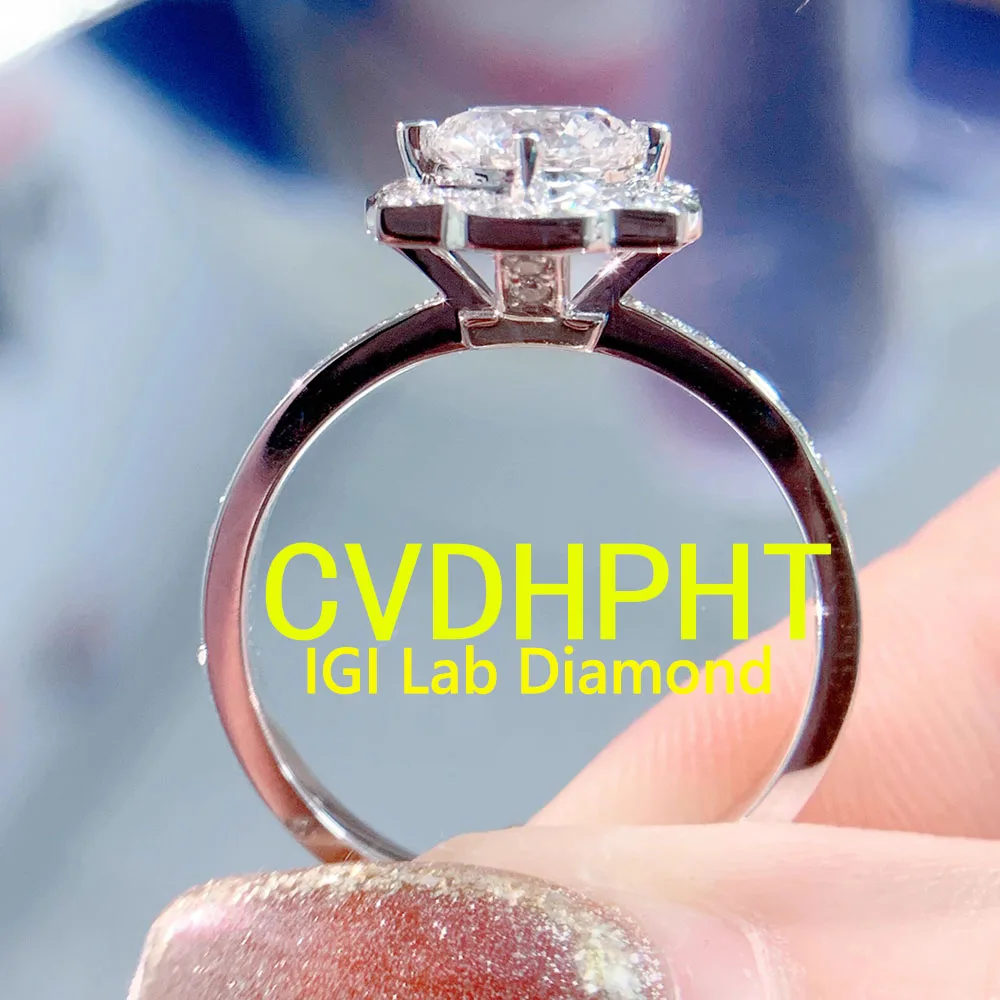 

LUXURY 1 2 3 4CT Real 18K gold IGI Lab grown Diamond Ring Round cut D VS wedding ring Factory ﻿