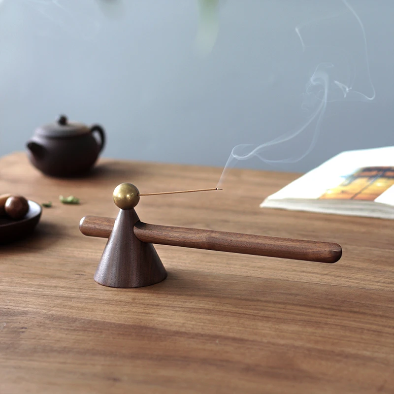 

Solid Wood Incense Burner, Incense Holder, New Chinese Style, Black Walnut Thread, Decoration with Zen Meaning