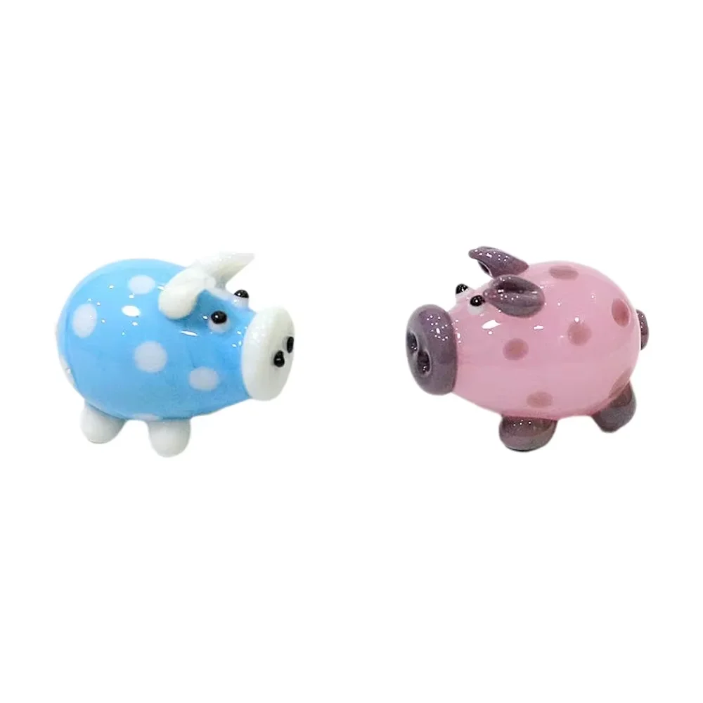 Mini estatuilla de cerdo de cristal de Murano, estatua pequeña de Animal bonito de diferentes estilos, adornos artesanales para el hogar, jardín de hadas, decoración Kawaii para habitación de niños