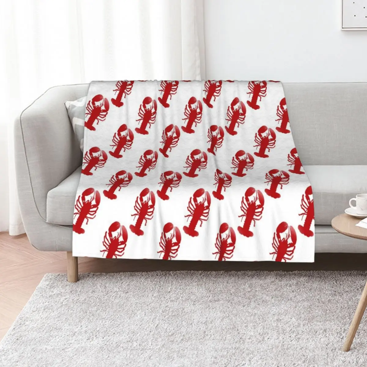 

Red Lobster Repeating Pattern Throw Blanket Warm Comfortable Blanket Gift for Parents Friends