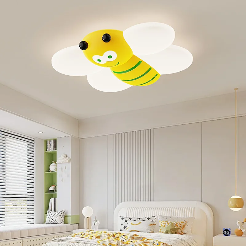 

Cute Bee Ceiling Lights LED Children's Room Light Minimalist Modern Boy Girl Room Decor Ceiling Light Remote Control Dimming