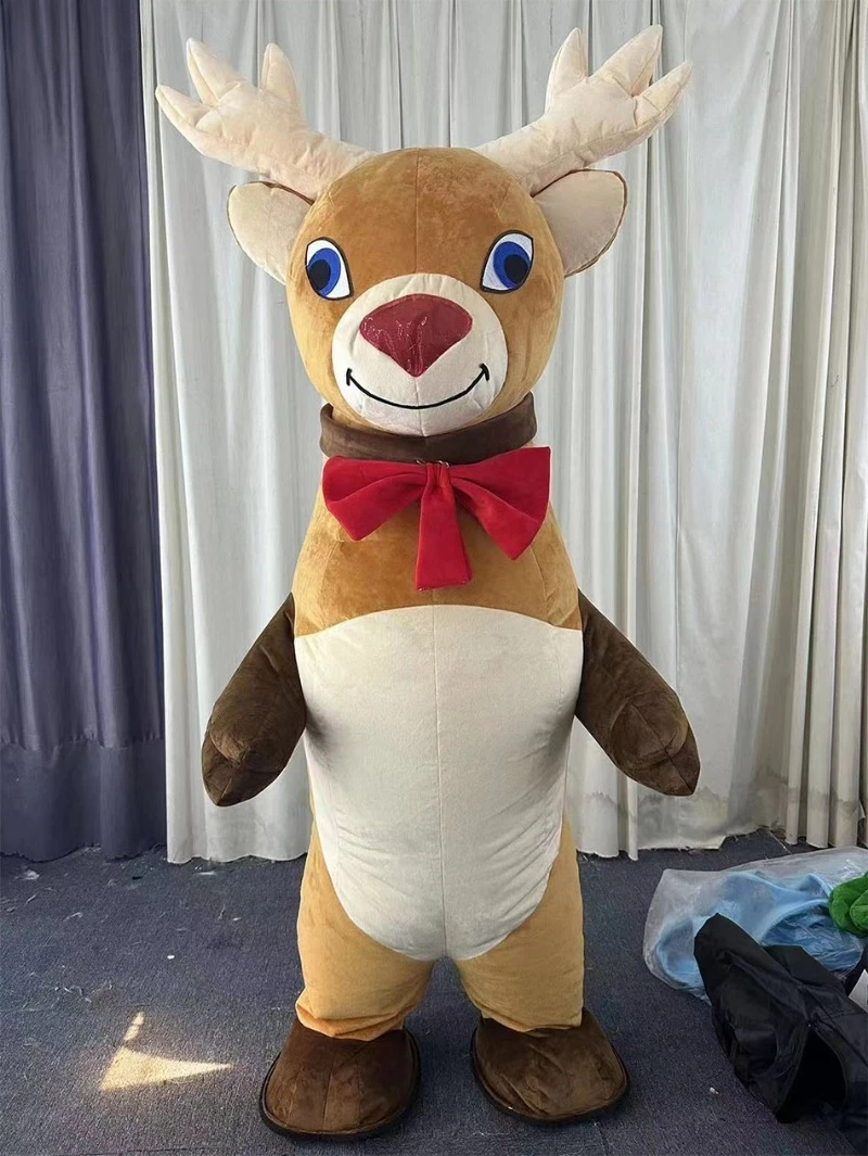 Inflável milu cervos elk mascote traje dos desenhos animados rena explodir andando boneca roupas halloween natal carnaval festa vestido