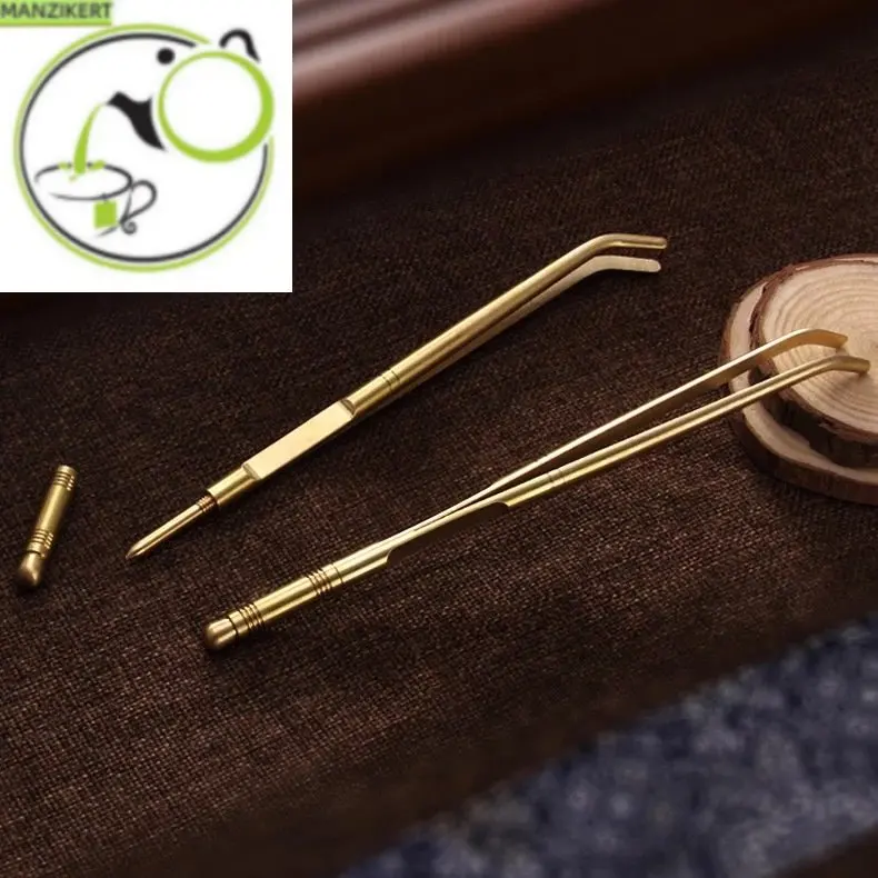 

Copper Tea Clip Stainless Steel Tea Cup Clip Tea Tweezers Copper Tea Needle Dual Use Mini Tongs Tea Ceremony Utensils Tea Knife