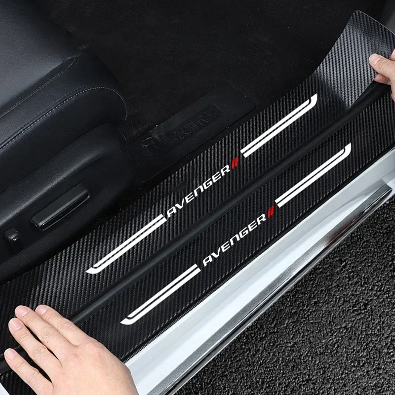 Car Door Sill Threshold Scuff Plate Anti Scratch Trunk Bumper Guard Decals for Dodge AVENGER Badge Door Pedal Strips Accessories