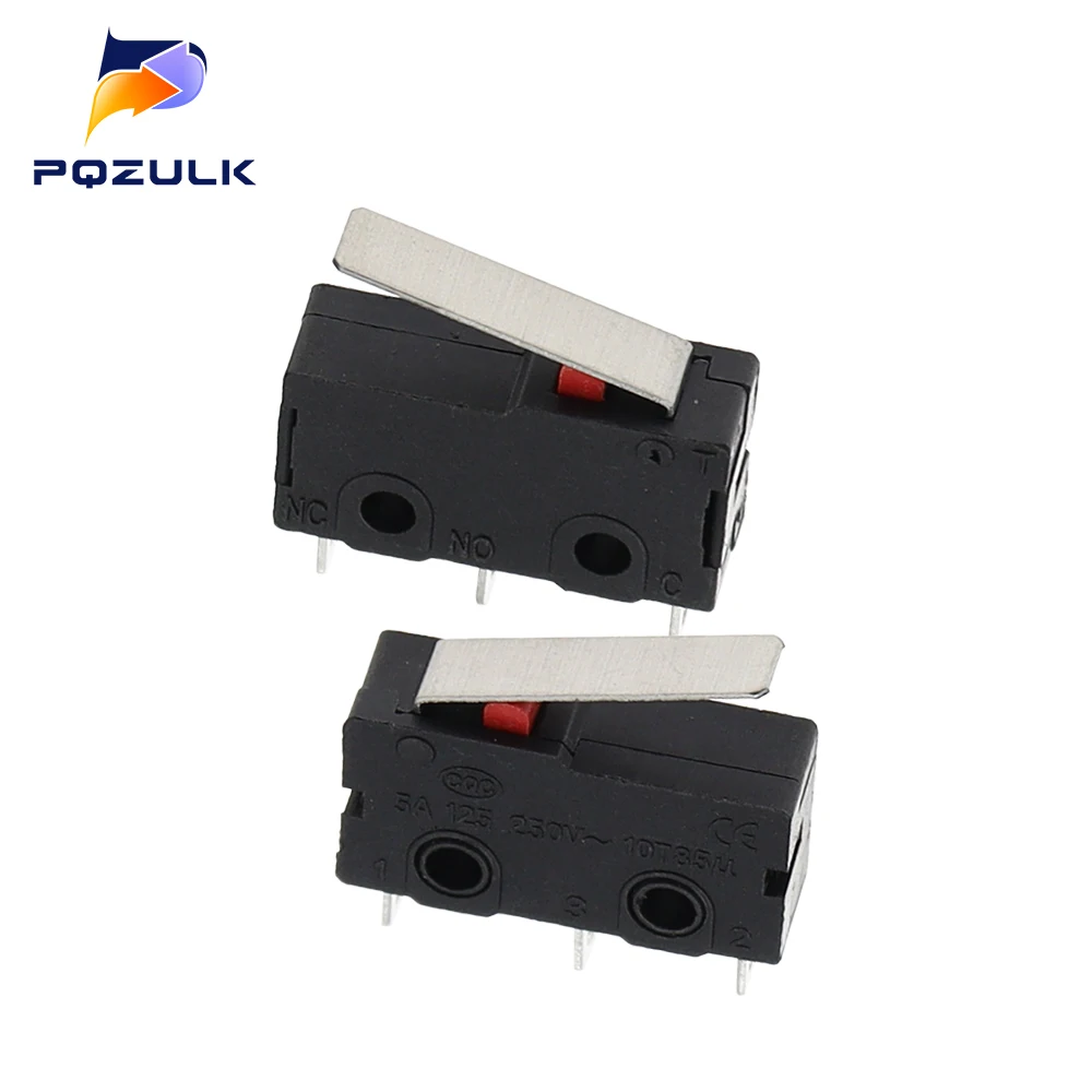 5PCS Limited Switch 3 Pin NO NC 5A 250VAC Micro Switch KW12 KW11-Z-2 Straight Lever Handle Length 16mm