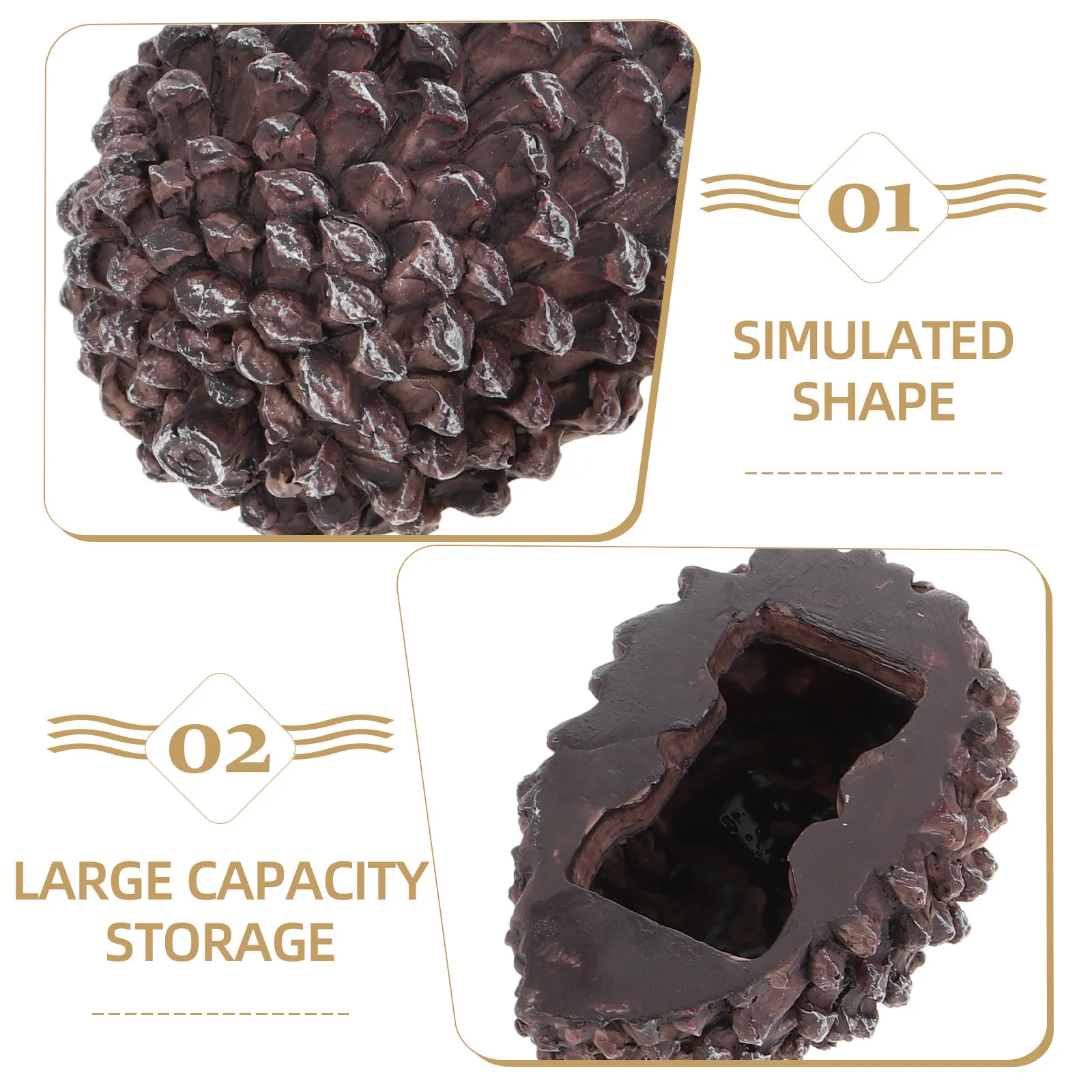 2Pcs Realistic Pinecone Keys Box Resin Outdoor Key Hider Garden Decorative Hide A Key Solution Large Capacity Home Office Car