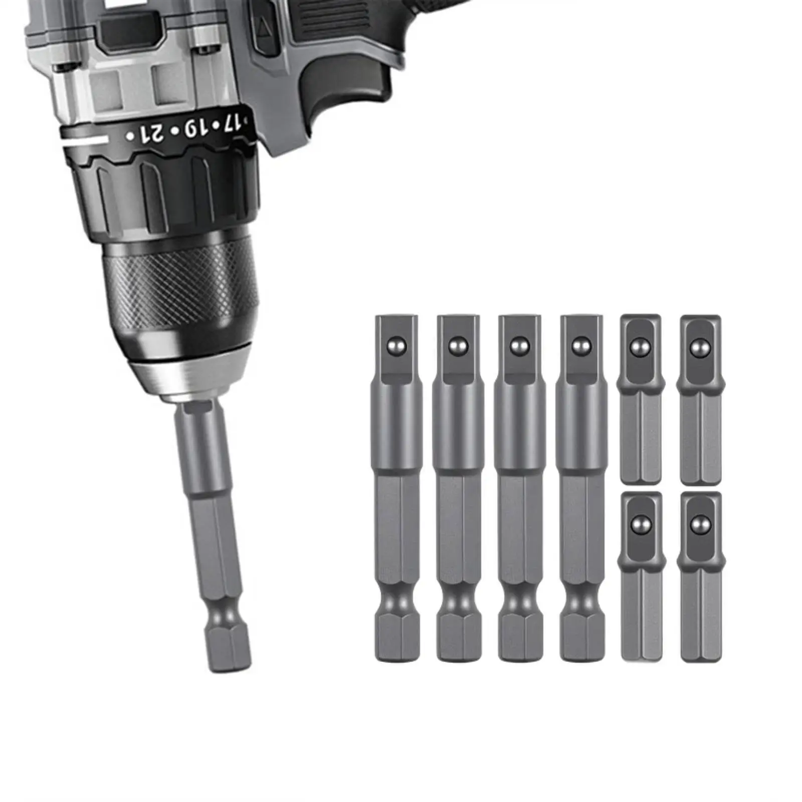 8x Sechskant-zu-Vierkant-Bit-Adapter für die Kfz-Reparatur von pneumatischen Werkzeugen