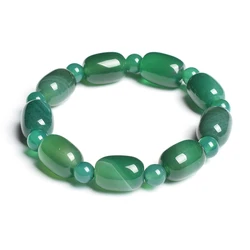 Natural Stone Beads Green Agates Charm Bracelets For Women Fashion Drum Barrel Shape Carnelian Bangles Female Summer Wristband