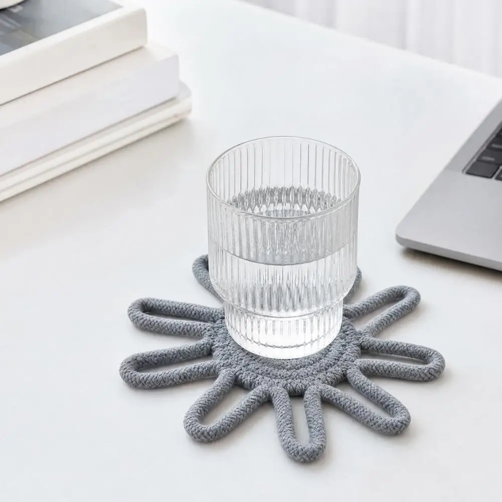 Insulating Pot Holder Thick Wear-resistant Coaster Handmade Sunflower Cotton Rope Coaster Set Nordic Style Heat for Pots