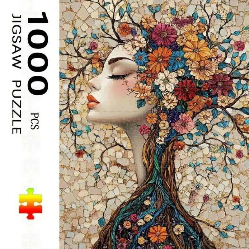 Tree of Life Flower Goddess 500/1000 PCS Jigsaw Puzzles Challenging Family Activity Games for Gameroom Bedroom Unique Gifts