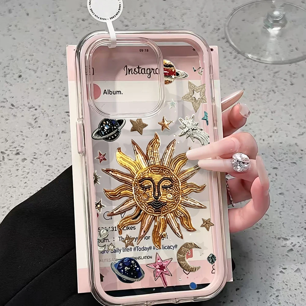 Luxuriöse Mond-Sternen-Transparente Handyhülle für Samsung Galaxy S26 Ultra S25 S24 Edge S22 S23 Plus FE A57 A54 A55 A53 A16 A15 4G 5G Cover – Detail 1