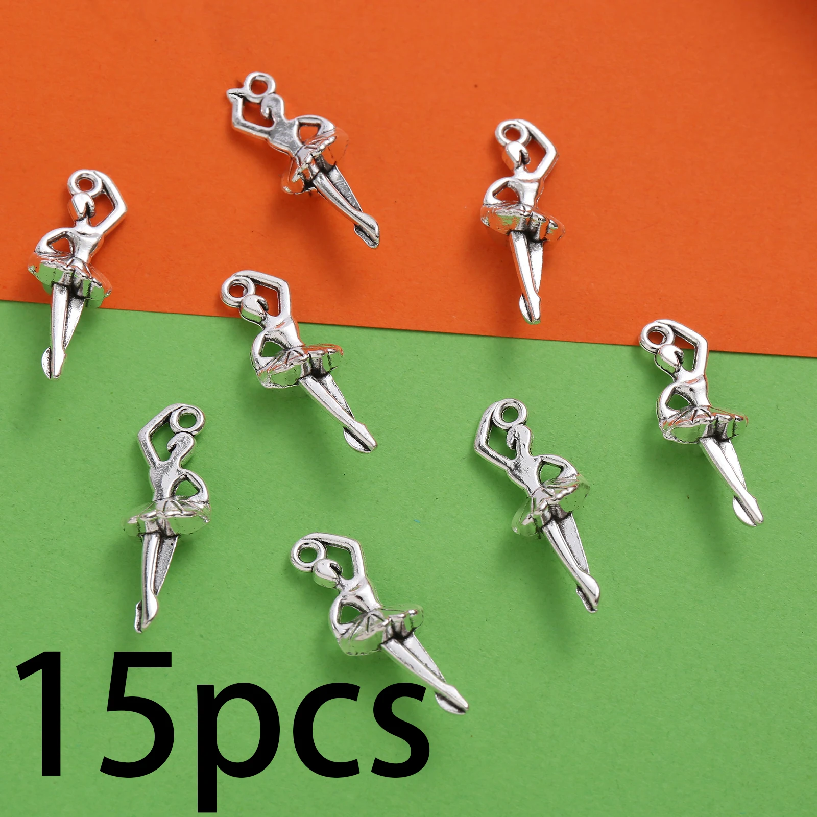 15-Piece Set of Single-Legged Ballet Girl Charms, Vintage Distressed Single-Legged Ballerina Pendants, Suitable for DIY Bracelets, Necklaces, Earrings, Artistic Dance Handmade Beaded Jewelry Accessories