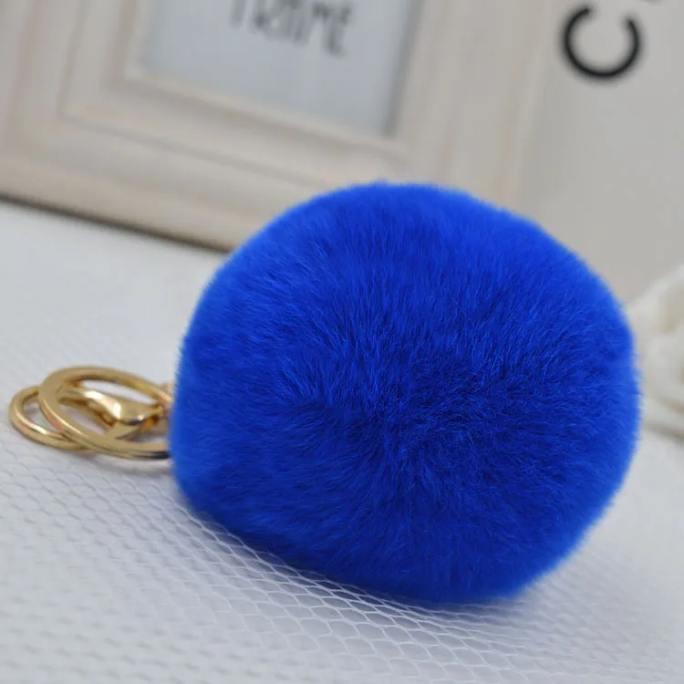 8cm Genuine Rex Rabbit Fur Ball Keychain Car Keyring Bag Pendant Pom Fluffy Key Chains