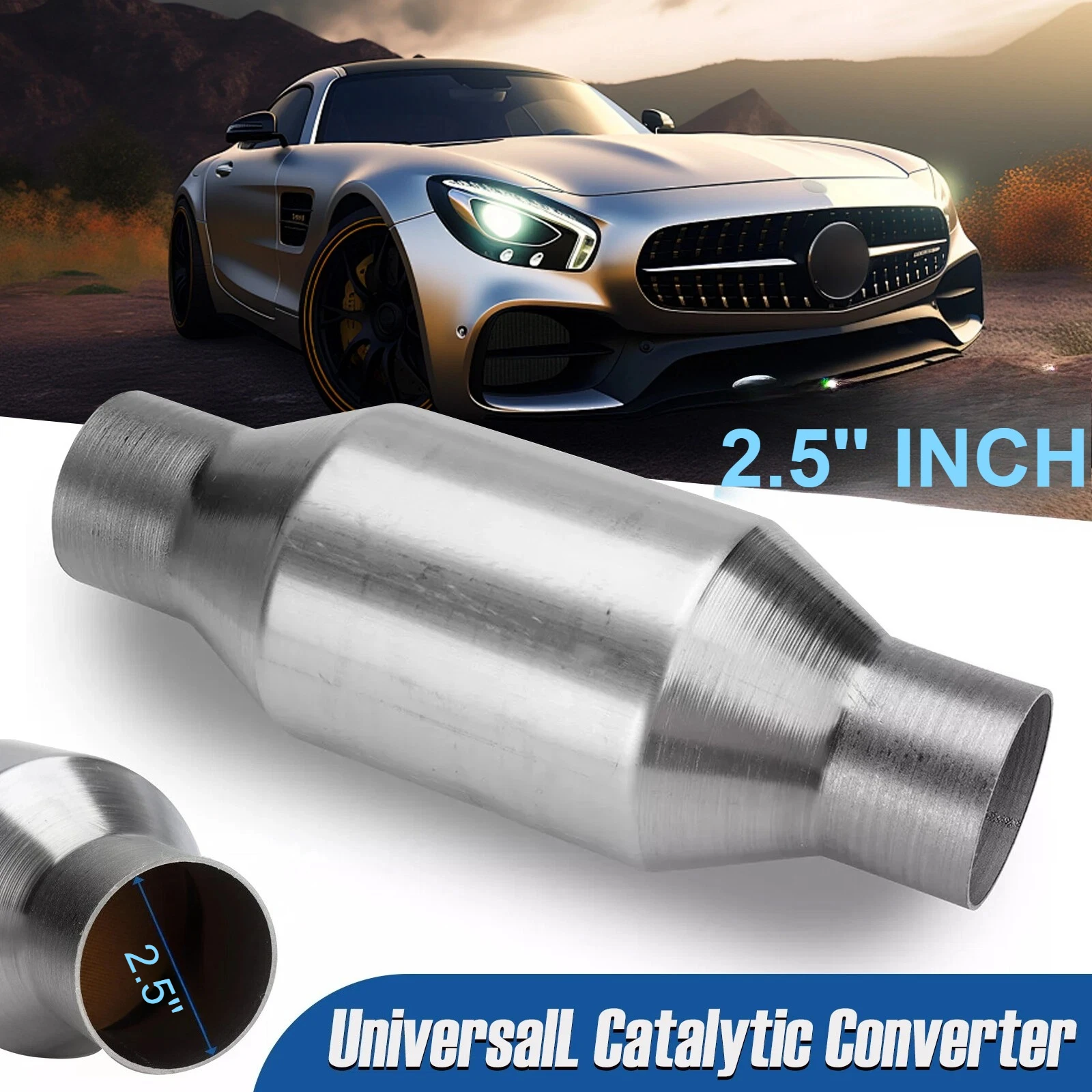 

Universal 2.5'' Car Catalytic Converter Clean Sport Exhaust 400 Cell High Flow Muffler Catalyst Converter Euro1 Stainless Steel