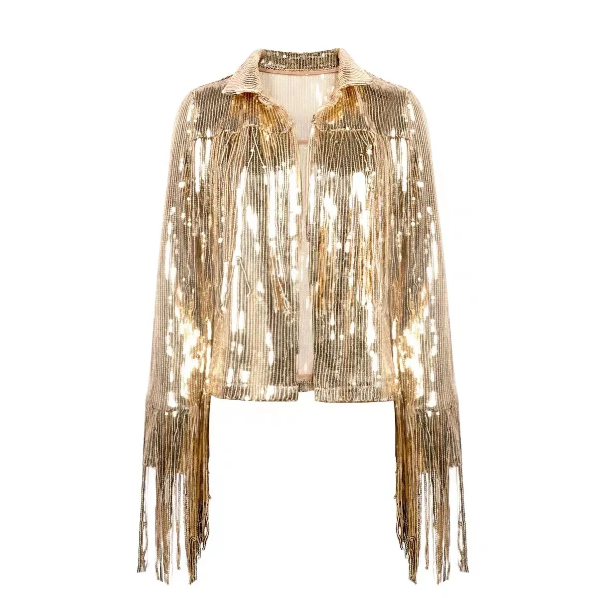 Bomber Sequin Coat Women Spring Autumn Ropa Cardigan Party Tassel Punk Gothic Jacket Windbreaker Y2k Women Jackets Korean