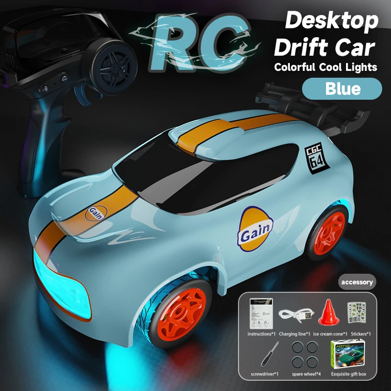 2.4GHZ 4WD 1/64 Mini RC Simulatie Drift Auto Hoge Snelheid Palm Racing Model Desktop Auto Afstandsbediening GTR Racing model Jongen Speelgoed