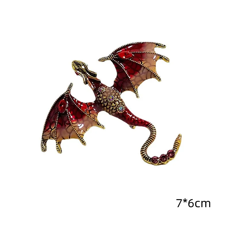 Vintage Enamel Dragon Brooches For Men Women Clthing Suit 6-color Rhinestone Flying Dragon Brooch Pins Party Office Friend Gifts