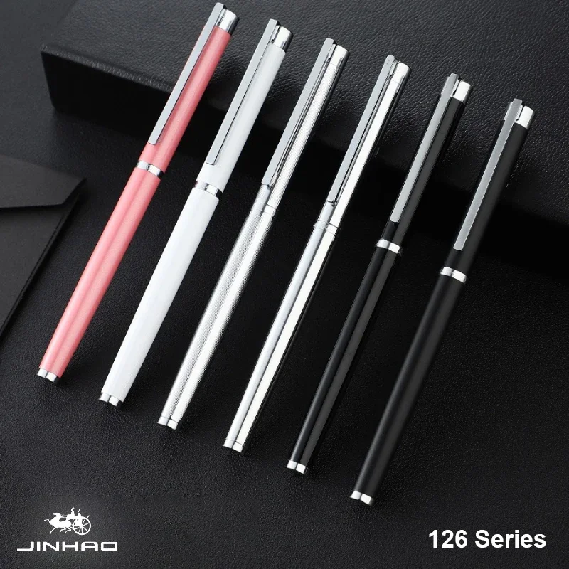 Jinhao 126 Fountain Pen All Steel Luxury Executive Pens 0.5mm/0.38mm Nib Ink Pens Writing Office School Supplies Stationery