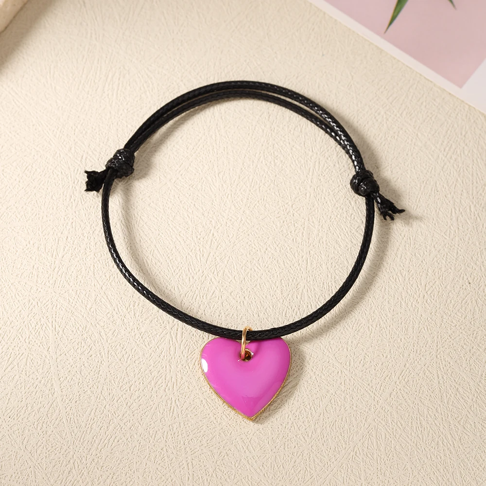 Aihua Niedliches Handgefertigtes Liebesherz-Armband Schwarzes Seil Verstellbares Handarmband für Mädchen Frauen Buntes Herz-Schmuck Geschenke – Detail 5