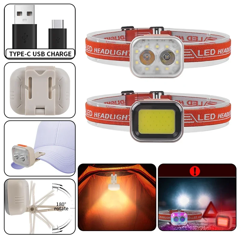 Long battery life 7-speed super bright rechargeable headlamp for night fishing outdoor strong light fishing camping headlamp
