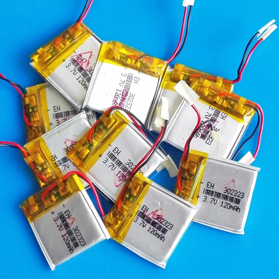 블루투스 이어폰, 오디오 시스템 보이스 레코더용 EHAO 302323 3.7V 120mAh Lipo 충전식 배터리 10개