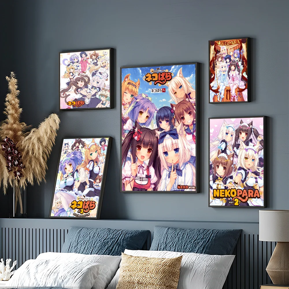 Nekopara Chocola Vanilla Anime Poster Self-adhesive Art Poster Whitepaper Prints Posters Artwork Aesthetic Art Wall Painting