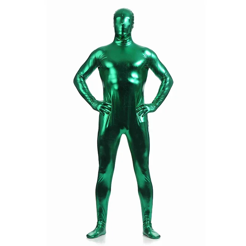 CyMetallic دنة ارتداءها لامعة Catsuit مثير للجنسين Zentai كامل الجسم البدلة زي حفلة نظرة الرطب قطعة واحدة Unitard S-3XL