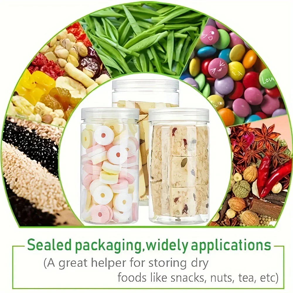 6pcs 30oz (850ml) Plastic Bottles PET Mason Jar Thread with Gasket for Strong Seal for Dried Fruits,Honey,Nuts,and Kitchen Use
