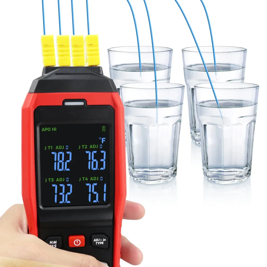 thermocouple K/J type four-channel temperature gauge K-type thermocouple probe can record alarm temperature compensation