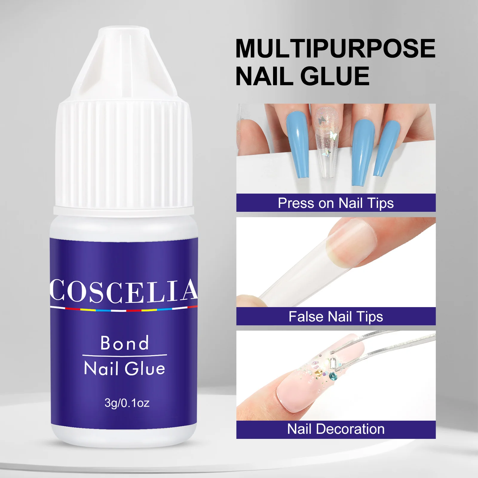 COSCELIA 3/5/10/15/20PCS Nail Glue 3g Small Size Fake Nail Glue for Nail Art